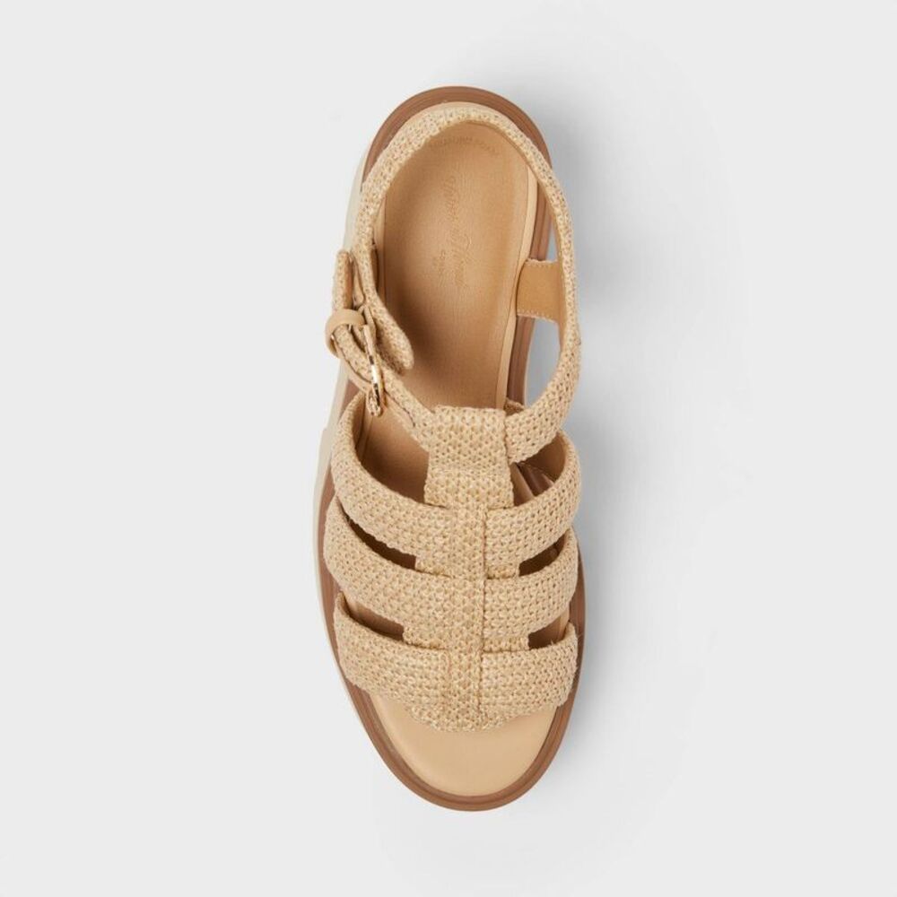 Universal Thread Beige Woven Platform Wedge Sandals - Picture 3 of 4